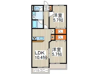 ハピネスロッサ【1階】の間取り