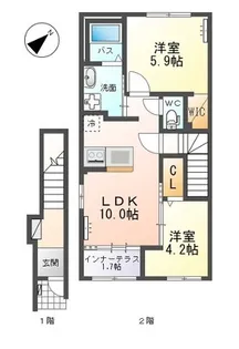 メゾンドフルール【2階】の間取り