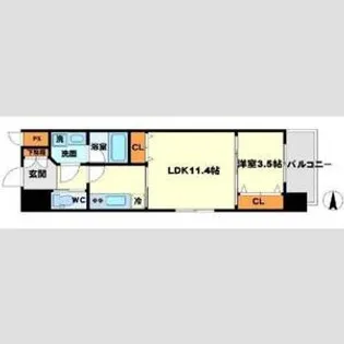 フレンシアノイエ江坂【8階】の間取り