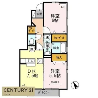 ウィッシュ開A棟【1階】の間取り