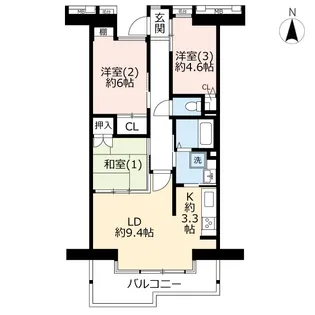 URサンラフレ百合ヶ丘【4階】の間取り