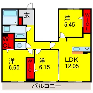サンクレールAB【3階】の間取り