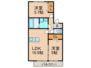 オリーヴァ上津A棟【2階】の間取り