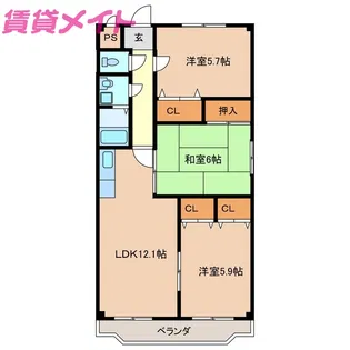 三日市TSガーデンアベニュー【2階】の間取り