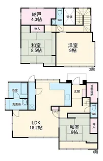 千葉県千葉市花見川区朝日ケ丘5【一戸建】の間取り