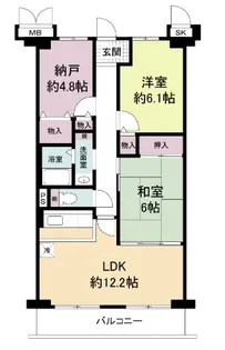 ボヌール錦織公園【4階】の間取り