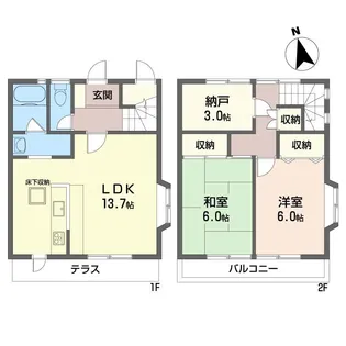 神奈川県平塚市四之宮6【一戸建】の間取り