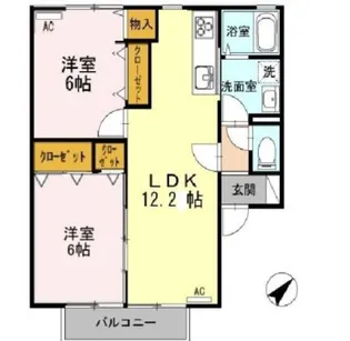 2LDKの間取り画像