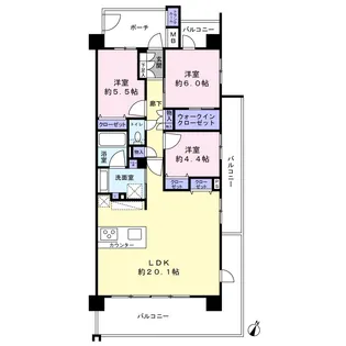 ウィザースレジデンス袖ヶ浦II【6階】の間取り