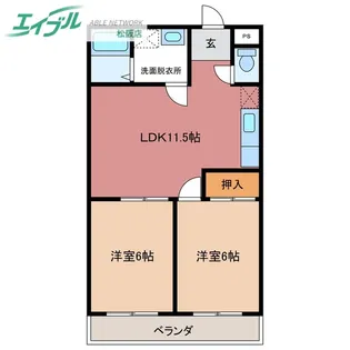 サンエイハイツ【3階】の間取り