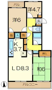 サンヒルズ上大岡B【1階】の間取り