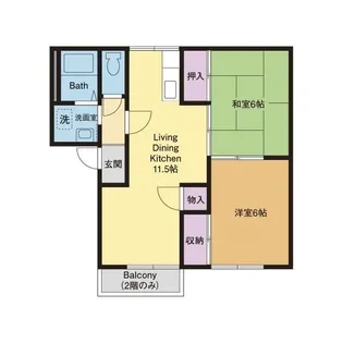 コーポ寺ヶ丘A【2階】の間取り