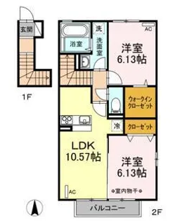 ディアコート富田【2階】の間取り