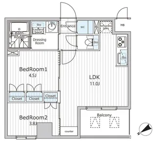 ビエラコート日本橋久松町【11階】の間取り