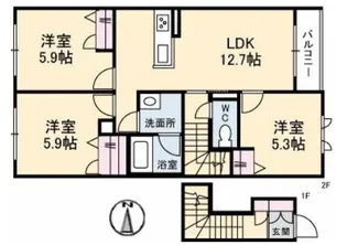 シャーメゾンガーデンズ平田【2階】の間取り