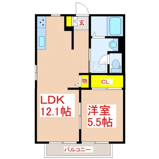 カフリエ山之内【2階】の間取り