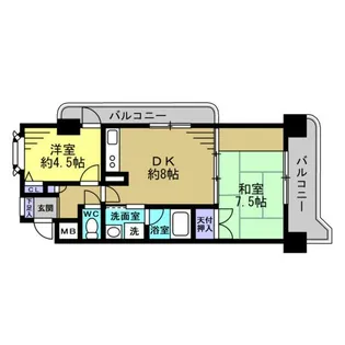 朝日プラザエザース中央II【9階】の間取り