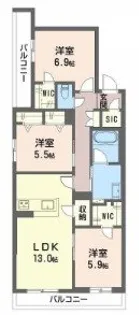シャーメゾン渋川III【2階】の間取り