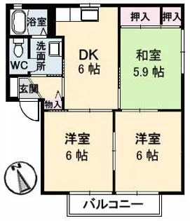 ディアス河田【2階】の間取り