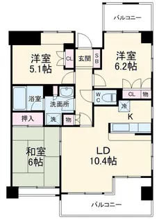 パティオス10番街【5階】の間取り