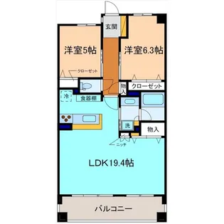 サーパス泉野出町南【6階】の間取り