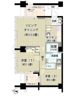 ガーデニエール砧レジデンス【2階】の間取り