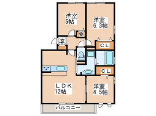 カーサフェリーチェ武蔵【2階】の間取り