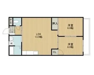 サニーコーポ西口【4階】の間取り