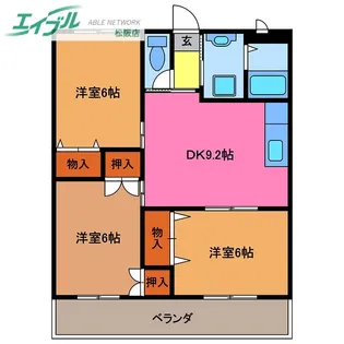 プロミネント伊勢中川【3階】の間取り