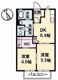 グランディアス 弐番館【1階】の間取り