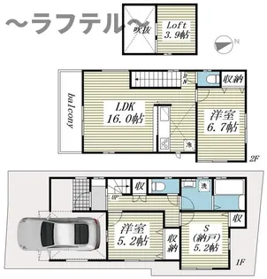 埼玉県所沢市大字山口【一戸建】の間取り