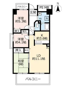 UR岩倉【2階】の間取り