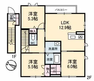 シャーメゾン小山【2階】の間取り