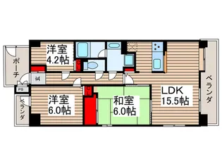 ガーデンコート蘇我【3階】の間取り