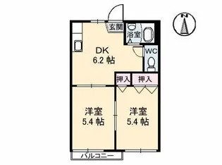 パークハイツ A棟【2階】の間取り
