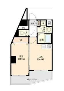 ワンルーフフラット西早稲田【6階】の間取り