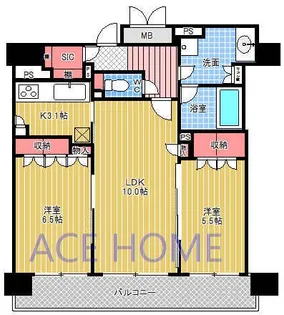ブランズタワー御堂筋本町【16階】の間取り