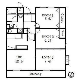 ネーブルうらやしき A棟【2階】の間取り