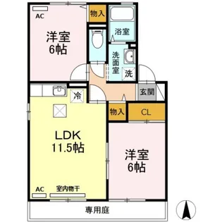 クレールシャトー吉田 C棟【2階】の間取り