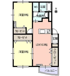 ライジングサン B棟【3階】の間取り