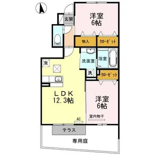 カーサアリエッタA・B・C C棟【1階】の間取り