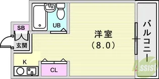 ルーブル西灘【3階】の間取り
