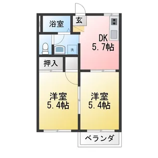 ドミールツボイB【1階】の間取り
