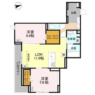 RESIDENCE KAZE 桜【2階】の間取り