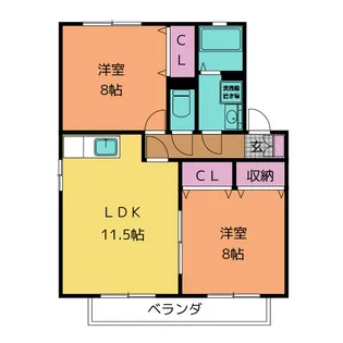 ファヴォール豊明B棟【1階】の間取り