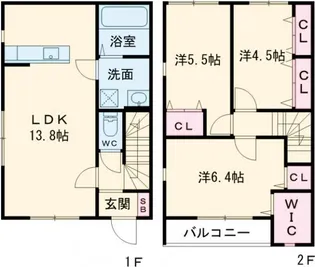 茨城県つくば市谷田部【一戸建】の間取り