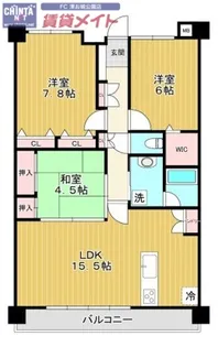 サンマンションアトレ津新町【12階】の間取り