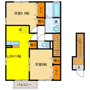 岐阜県岐阜市茜部大川2【アパート】の間取り