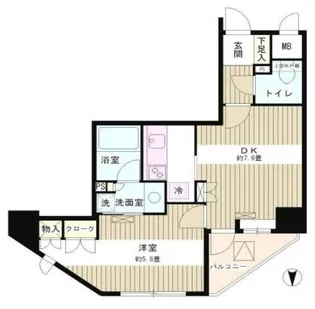 東京都新宿区新宿7【マンション】の間取り
