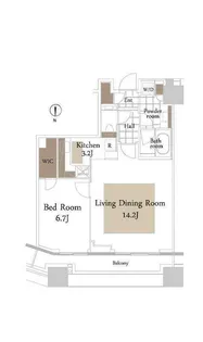 コンシェリア西新宿 TOWER’S WEST【13階】の間取り